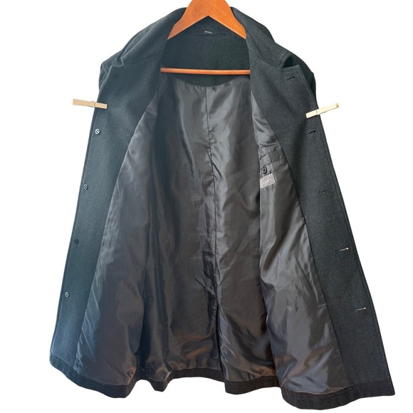 Cezani Wool Cashmere Blend Black Lightweight Pea Overcoat Men's Size Medium - Picture 7 of 14